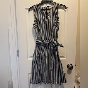 LOFT Black and White Midi Dress